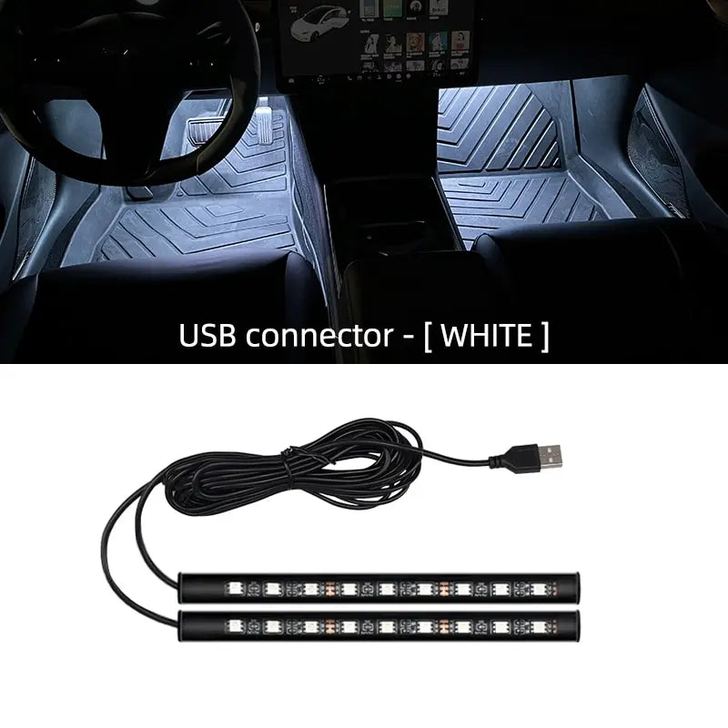 Car LED Ambient Foot Light Strip – USB Powered Neon Backlight for Interior Decoration