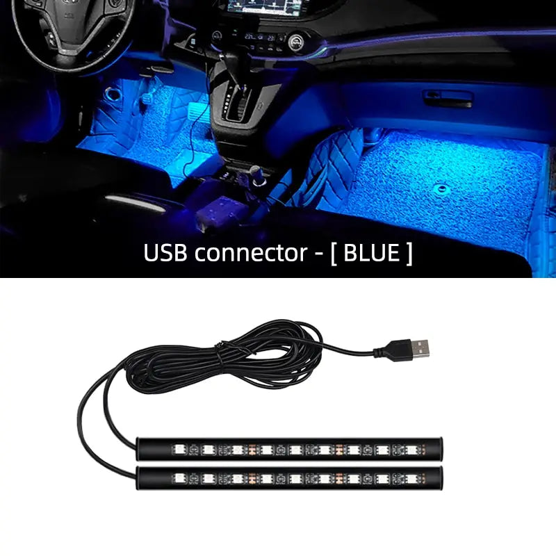 Car LED Ambient Foot Light Strip – USB Powered Neon Backlight for Interior Decoration