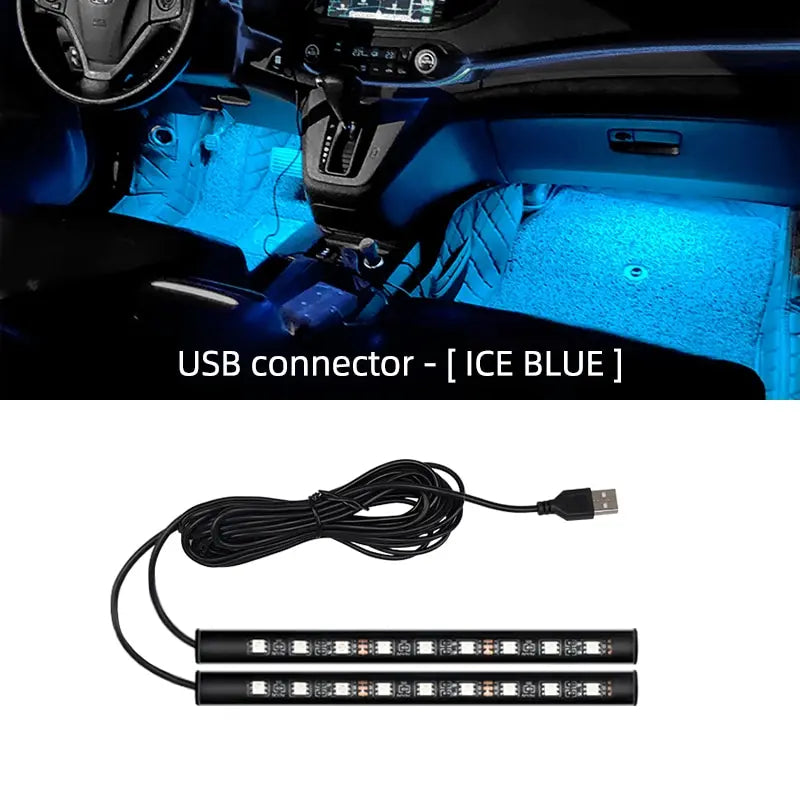 Car LED Ambient Foot Light Strip – USB Powered Neon Backlight for Interior Decoration