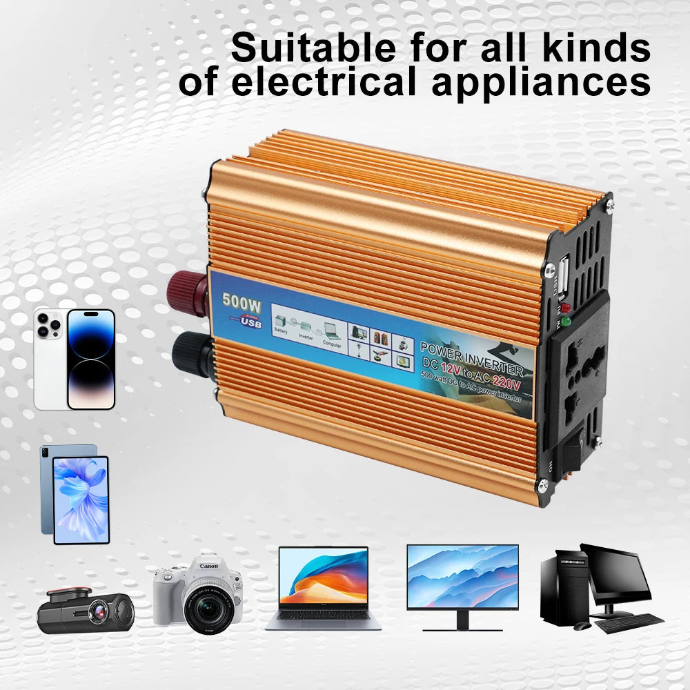 500W Portable Car Inverter (12V to 220V)
