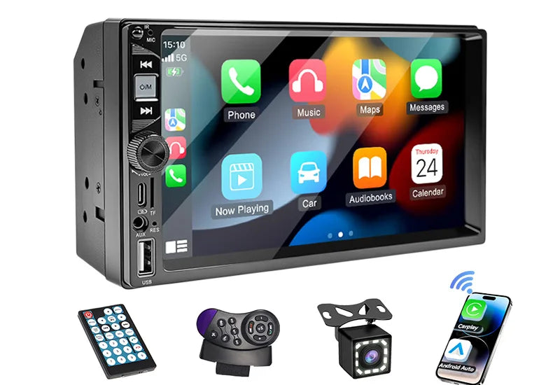Touchscreen Car Stereo with Wireless CarPlay, Android Auto & Backup Camera
