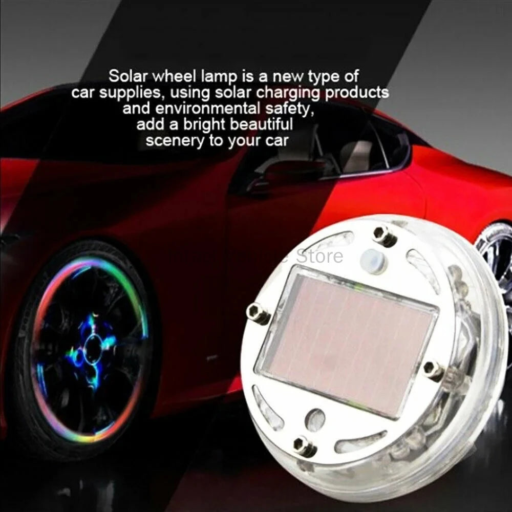 Solar LED Car Wheel Hub Lights – Auto Flashing Tire Valve Caps