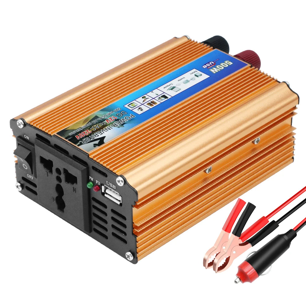 500W Portable Car Inverter (12V to 220V)