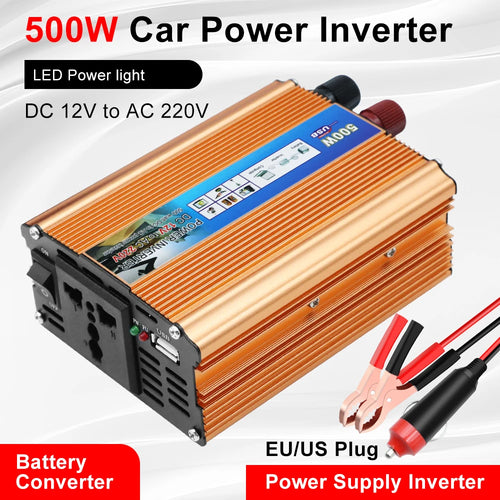 500W Portable Car Inverter (12V to 220V)