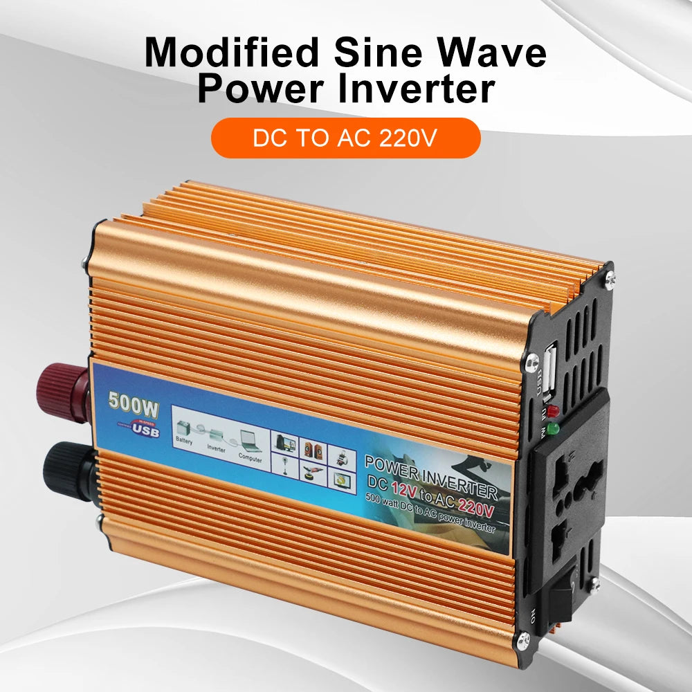 500W Portable Car Inverter (12V to 220V)