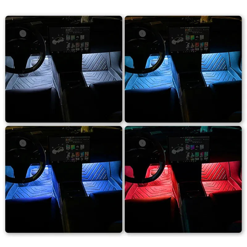 Car LED Ambient Foot Light Strip – USB Powered Neon Backlight for Interior Decoration