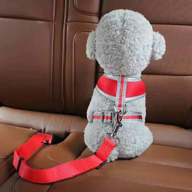 New Adjustable Dog Car Seat Belt Retractable Pet Safety Leash Crash-Proof Vehicle Travel Essential for Dogs