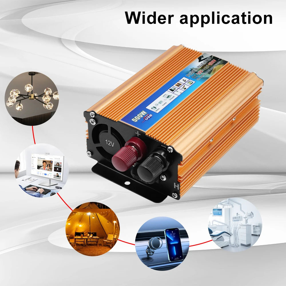 500W Portable Car Inverter (12V to 220V)