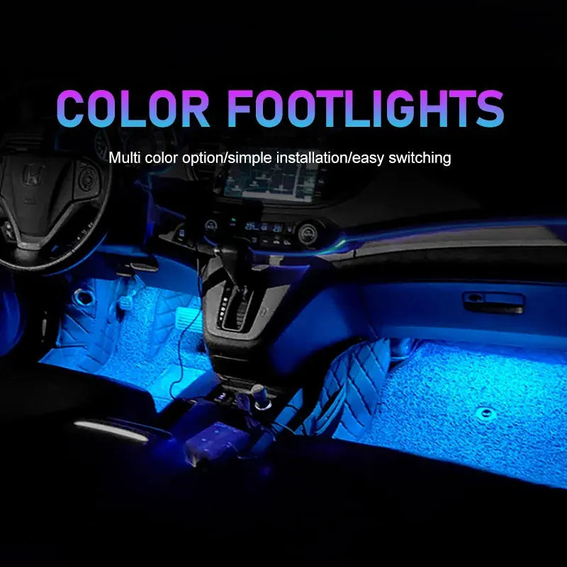 Car LED Ambient Foot Light Strip – USB Powered Neon Backlight for Interior Decoration