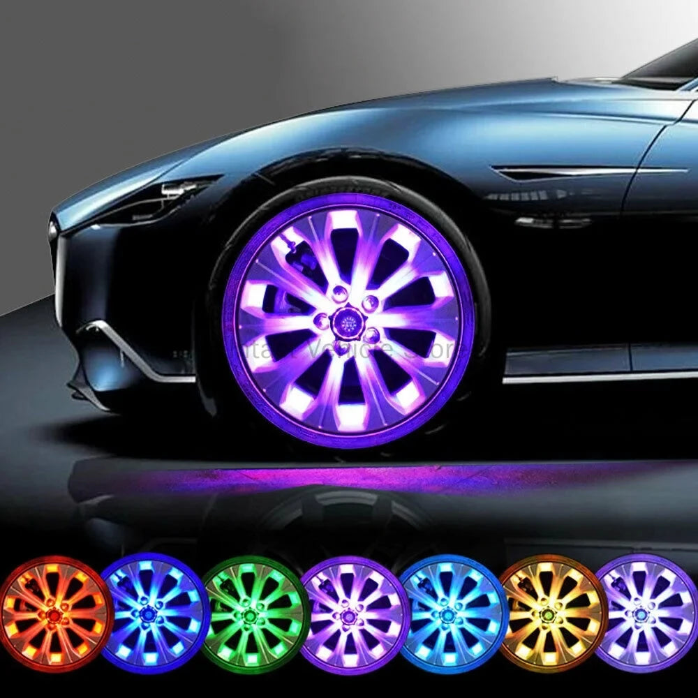 Solar LED Car Wheel Hub Lights – Auto Flashing Tire Valve Caps