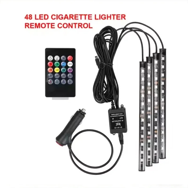 Car LED Ambient Foot Light Strip – USB Powered Neon Backlight for Interior Decoration