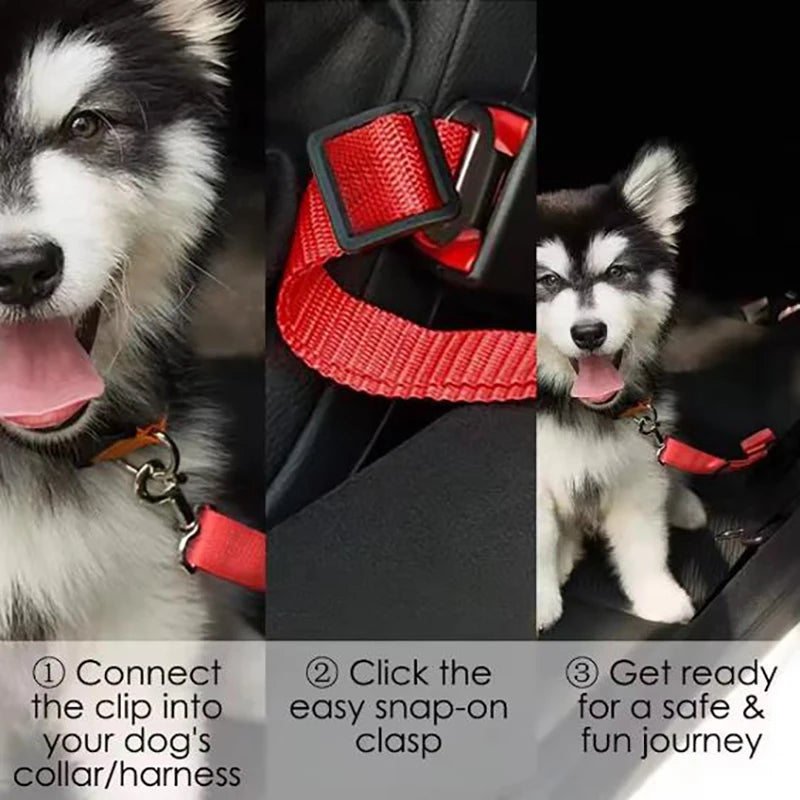 New Adjustable Dog Car Seat Belt Retractable Pet Safety Leash Crash-Proof Vehicle Travel Essential for Dogs